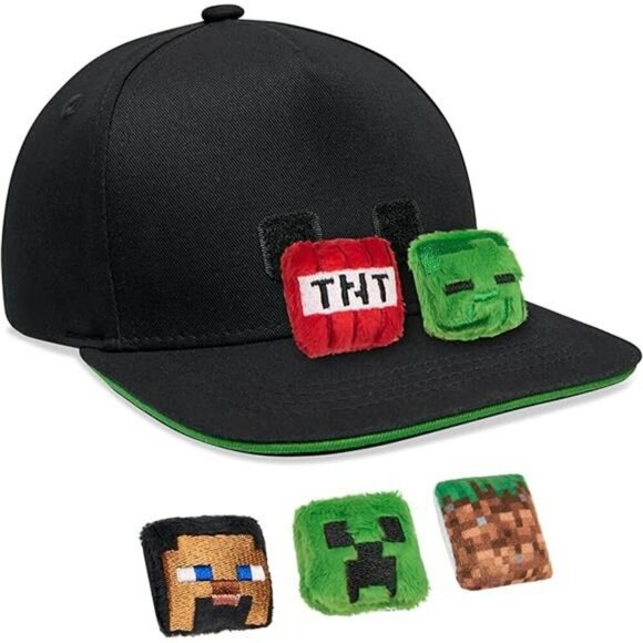 Minecraft Boys Baseball Hat with Removable Plush Toy Adjustable Gamer Cap - Picture 7 of 7